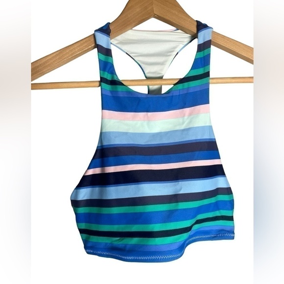 Aerie Small Medium Swimsuit High Neck Bikini Stripe Vacation  Beach Outfits Swim - Picture 2 of 13